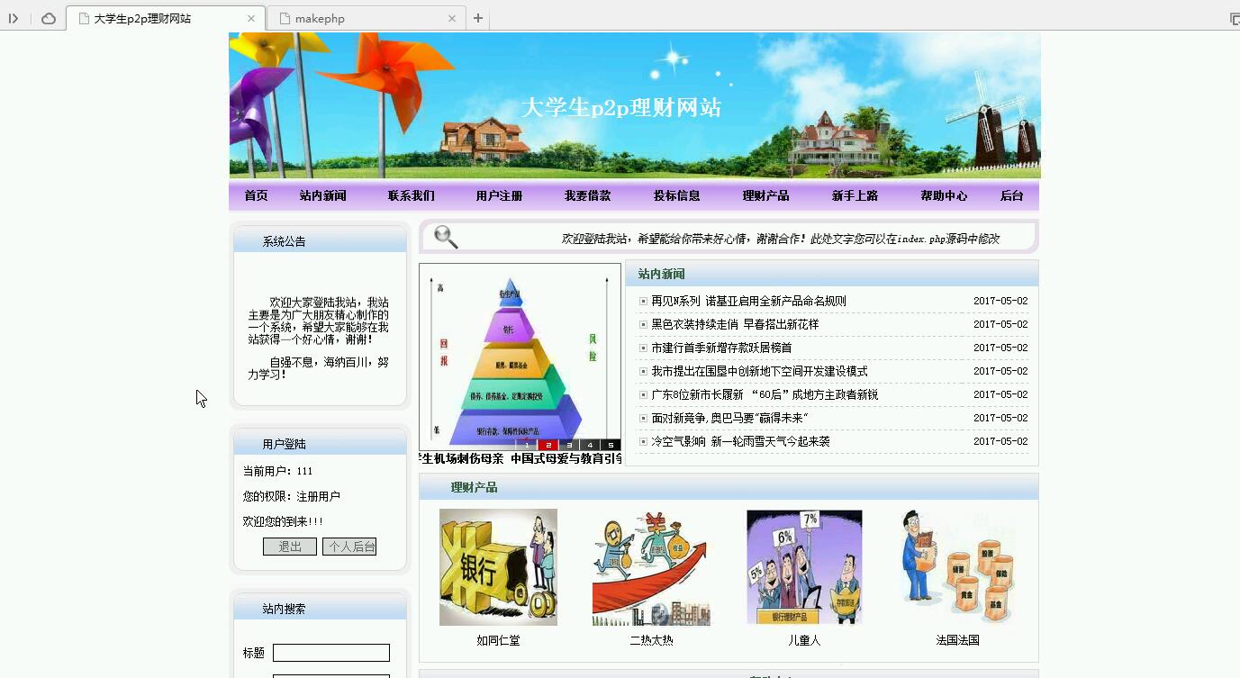 507+hp大学生P2P理财网站（程序+论文）500元