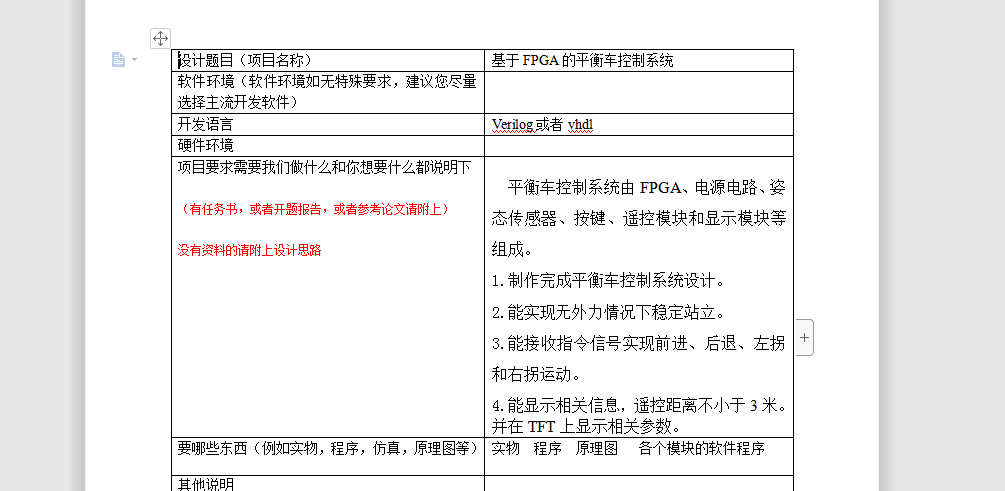 031+s079+ 基于FPGA的平衡车控制系统 （500元）